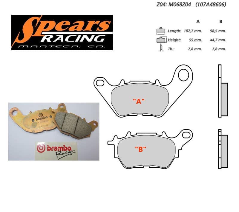 Brembo 107A48606 Z04 Compound Racing Brake Pads-Spears